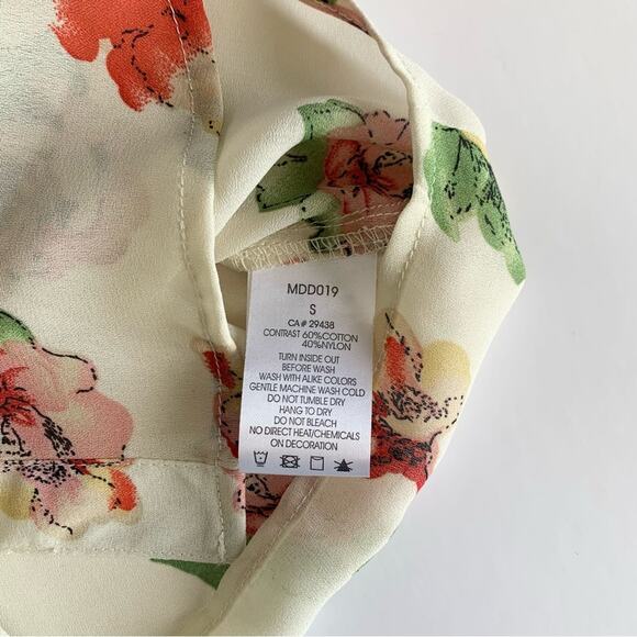 Miss Me Y2K Cream Floral Lightweight Boho Summer Tunic Blouse Top Small - Picture 8 of 11